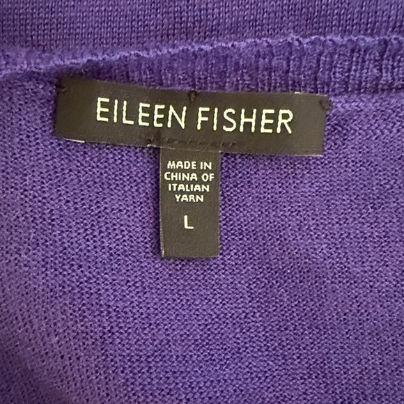 Eileen Fisher Rich Purple/Blue 100% Merino Wool Knit Top - Picture 6 of 10